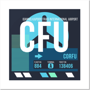 Corfu (CFU) Airport // Sunset Baggage Tag Posters and Art